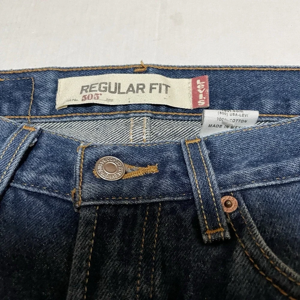 Levi's 505 Regular Fit Men's Jeans W29 L30 Dark Wash Straight Leg Made Mexico